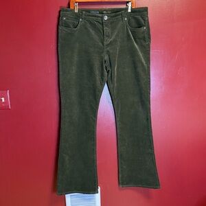 Kut from the Kloth Karen Baby Bootcut Green Corduroy Pants Size 16 Boho Western